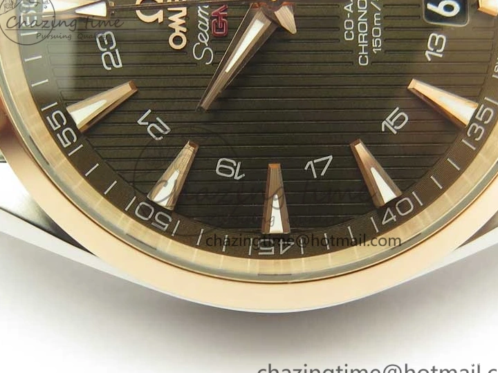 0511 Aqua Terra 150M GMT SS RG VSF 1:1 Best Edition Brown Textured Dial on SS RG Bracelet A8605 Super Clone Original 8058